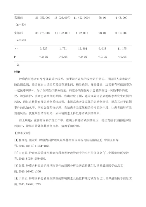 肿瘤内科患者发生跌倒的原因分析及护理体会.docx