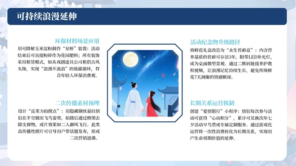 蓝色中国风七夕情侣浪漫活动策划PPT模板