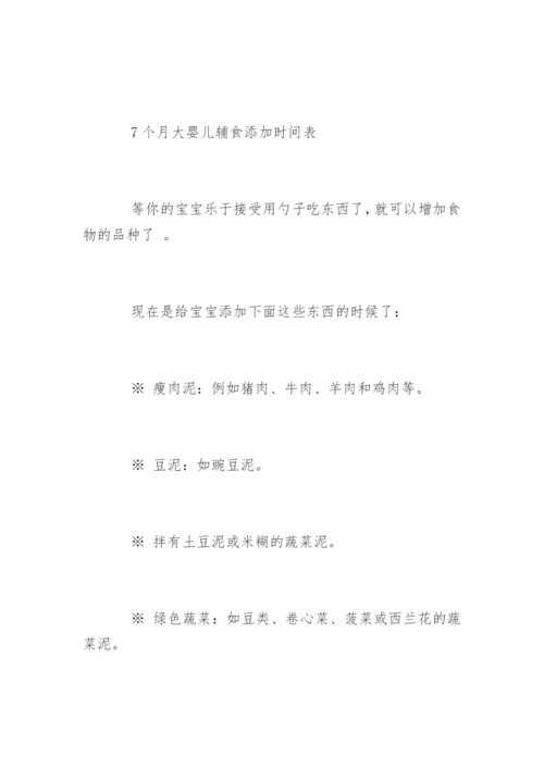 宝宝辅食添加时间表「详细」.docx