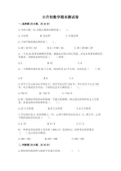 小升初数学期末测试卷附完整答案（各地真题）.docx