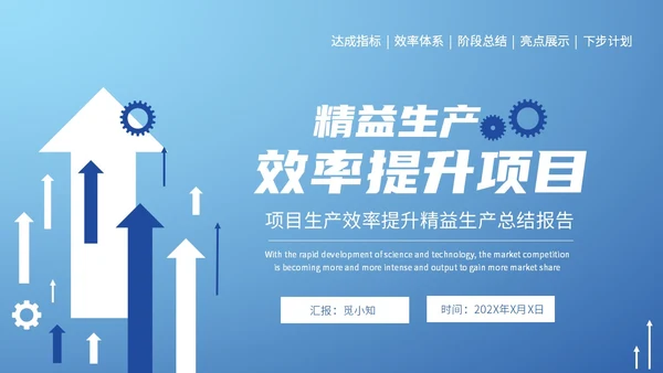蓝色简约风精益生产工作总结报告PPT模板精益精益生产
