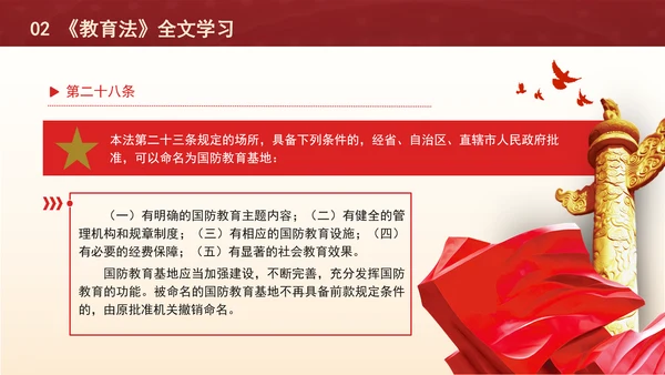 2024中华人民共和国国防教育法全文解读学习PPT课件
