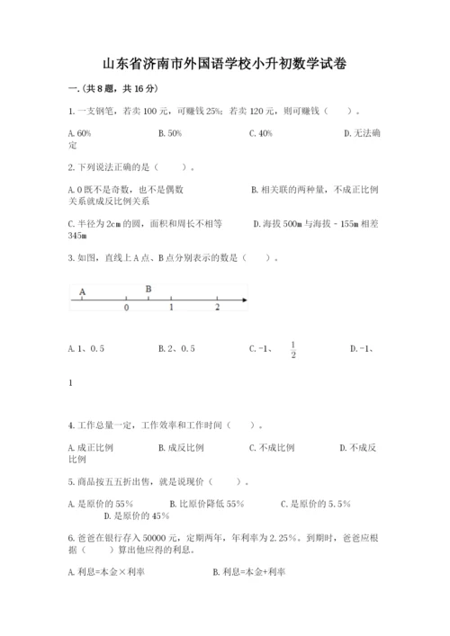 山东省济南市外国语学校小升初数学试卷（培优）.docx