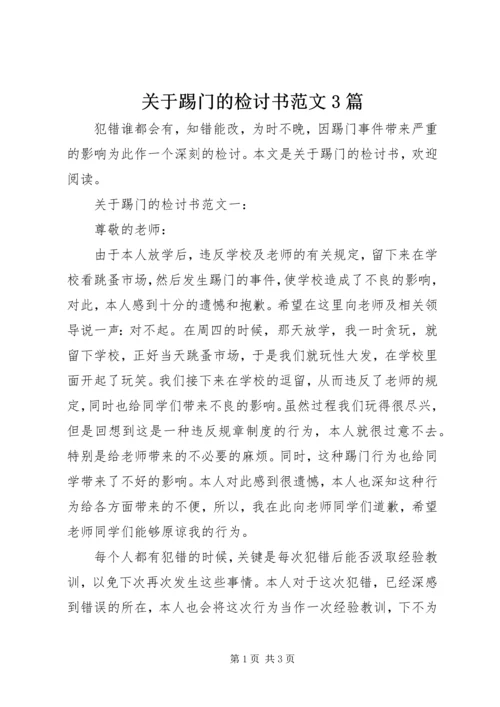 关于踢门的检讨书范文3篇.docx