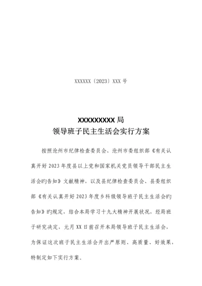 局民主生活会实施方案.docx