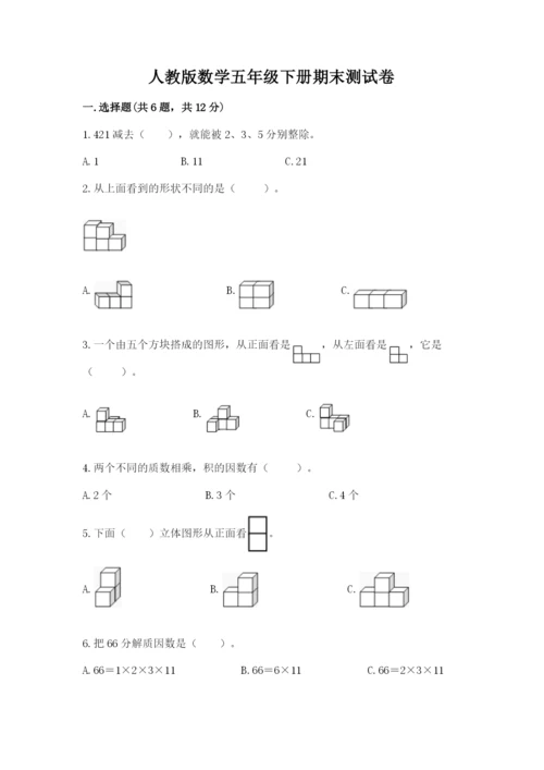 人教版数学五年级下册期末测试卷1套.docx