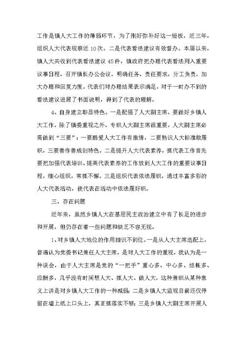 省人大乡镇经济调研汇报材料