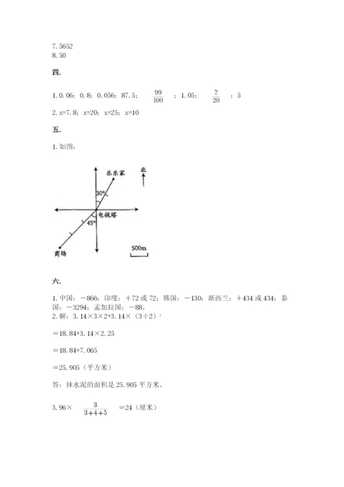 六年级毕业班数学期末考试试卷及参考答案（达标题）.docx