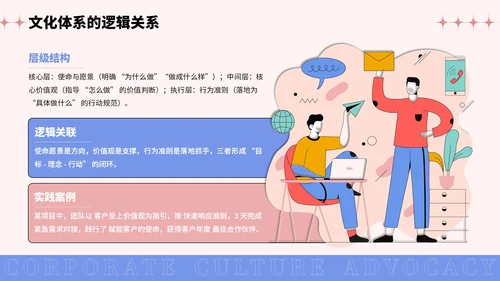 彩色插画风企业文化宣导PPT模板