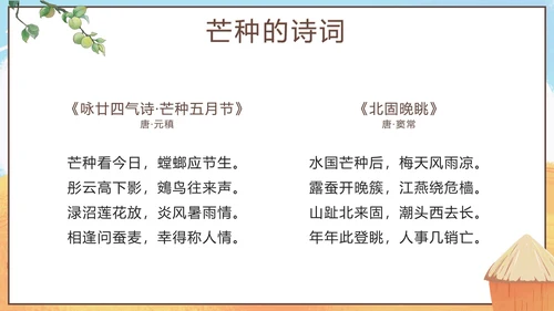 黄色卡通丰收二十四节气之芒种带内容PPT模板