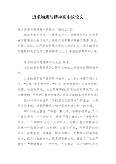 追求物质与精神高中议论文.docx