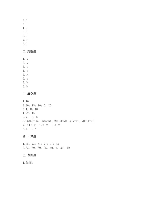 小学数学试卷二年级上册期中测试卷带答案下载.docx