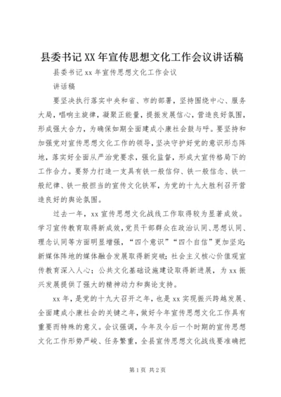 县委书记XX年宣传思想文化工作会议讲话稿.docx