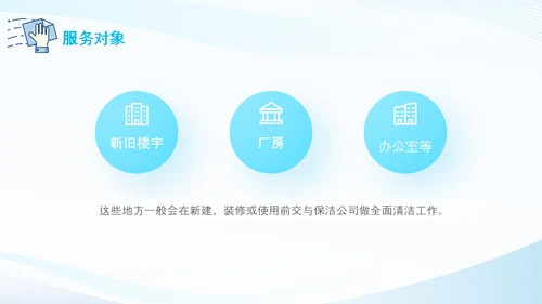 蓝色简约商务风开荒保洁培训PPT模板