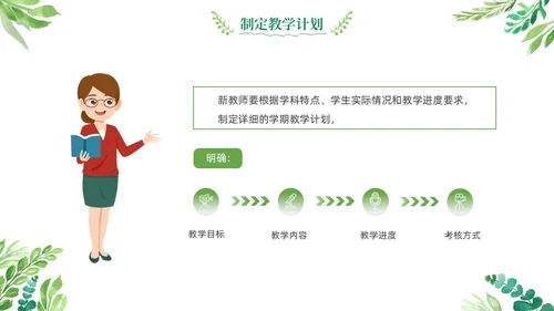 绿色清新花卉新教师教学常规培训教师课件PPT模板教师培训