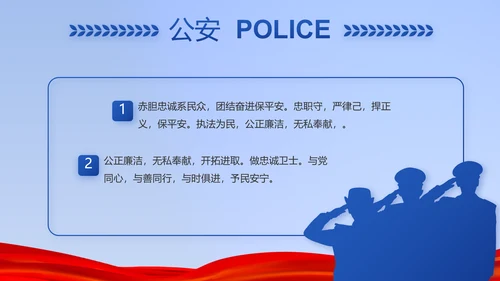 蓝色公安警察年年终总结述职报告PPT