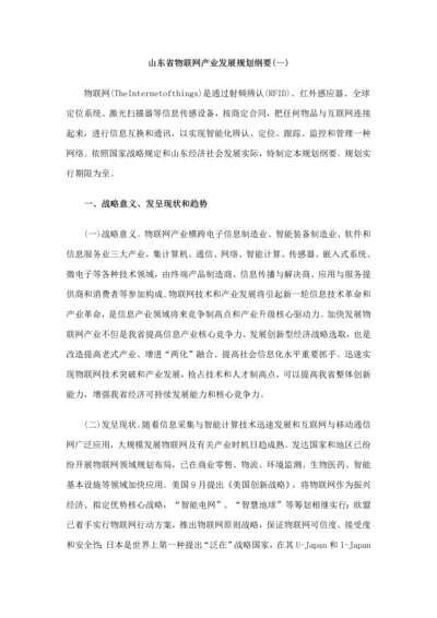 山东省物联网产业发展规划纲要样本.docx