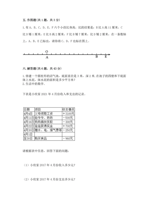 小学六年级下册数学试卷附答案（实用）.docx