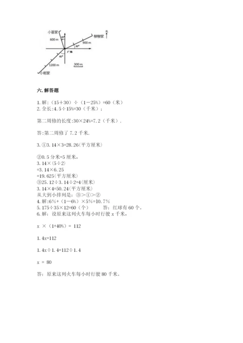 人教版六年级上册数学期末测试卷及参考答案【实用】.docx