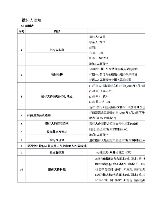 办公楼公寓楼物业服务采购项目招标文件