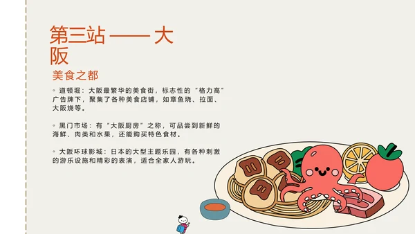 插画风日本旅游攻略PPT模版
