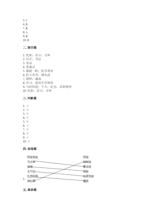 五年级上册道德与法治第四单元骄人祖先 灿烂文化测试卷精品含答案.docx