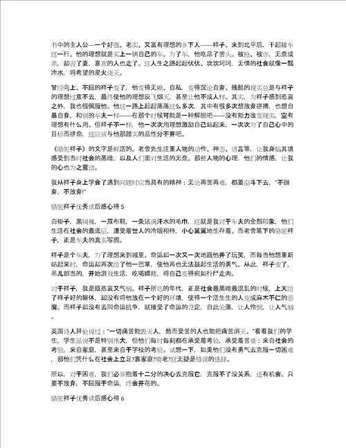 骆驼祥子优秀读后感心得