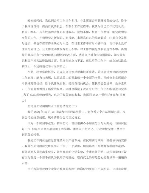 精编之公司员工试用期转正工作总结范文.docx