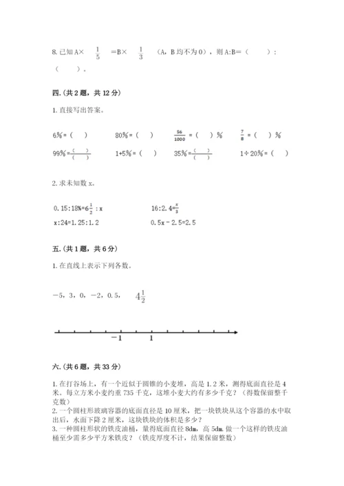 小学六年级数学摸底考试题精品【考点梳理】.docx