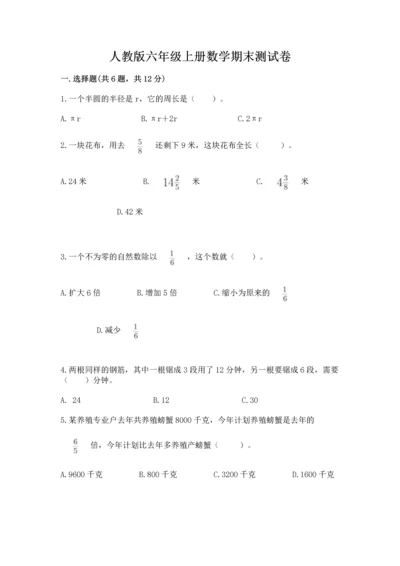 人教版六年级上册数学期末测试卷全面.docx
