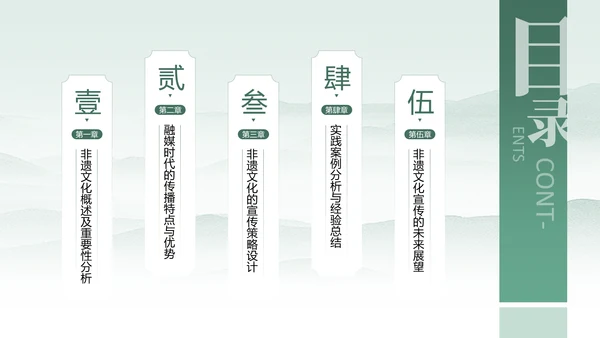 绿色中国传统风非遗文化的传承与推广PPT模板
