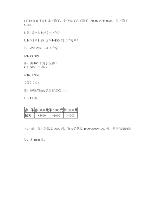 小学六年级数学期末自测题及完整答案（名校卷）.docx