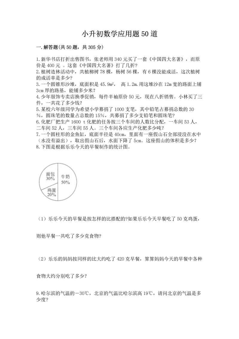 小升初数学应用题50道必考题.docx