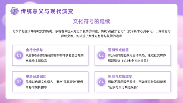 紫色3D七夕特惠促销活动PPT模板