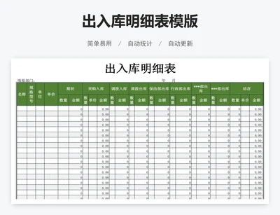 出入库明细表模版