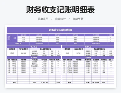 财务收支记账明细表