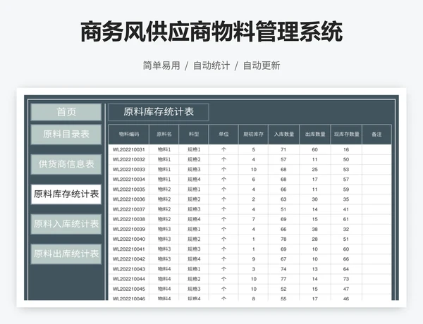 商务风供应商物料管理系统