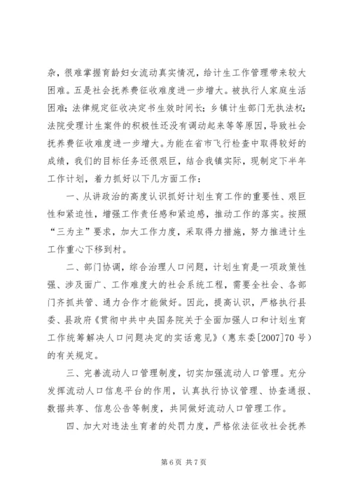 乡镇计划生育上半年工作总结及下半年工作计划.docx