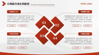 红色简约风4项矩阵PPT单页