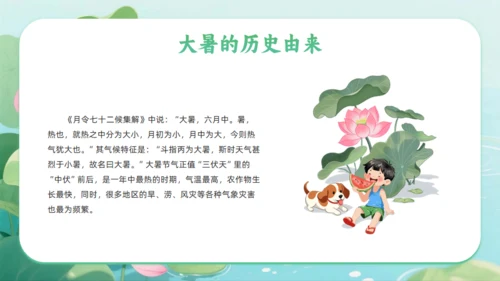 清新绿色插画风大暑二十四节气夏季通用PPT模板