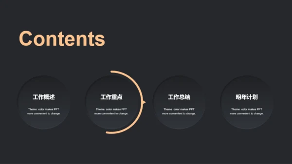 黑色商务风简约几何年终工作总结PPT模板
