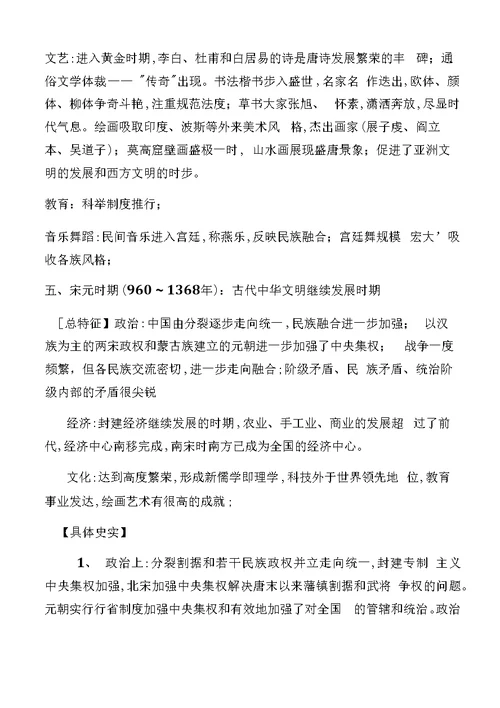 2021高考历史知识点总复习资料全套整理