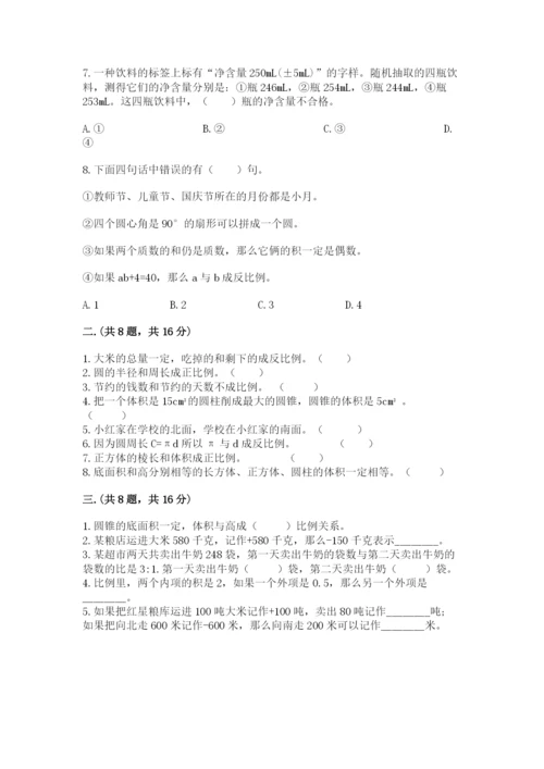 苏教版数学六年级下册试题期末模拟检测卷精品【典型题】.docx