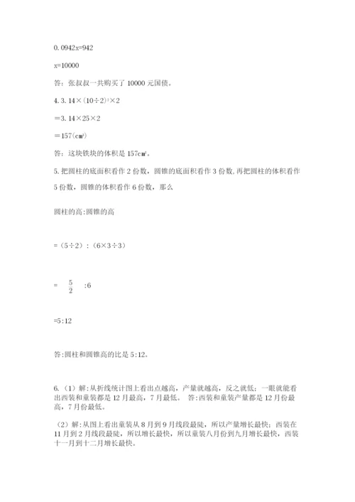 人教版数学六年级下册试题期末模拟检测卷及完整答案【典优】.docx