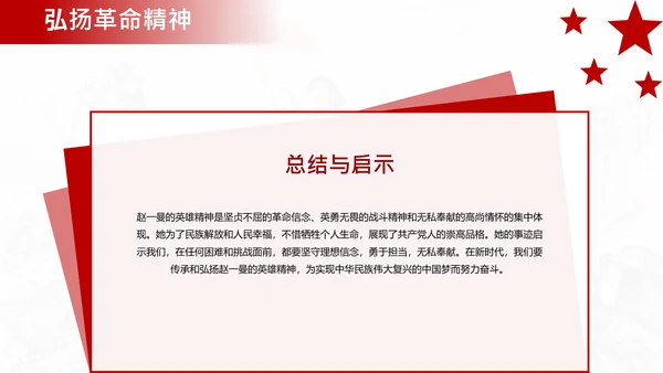 红色简约民族英雄赵一曼介绍PPT模板