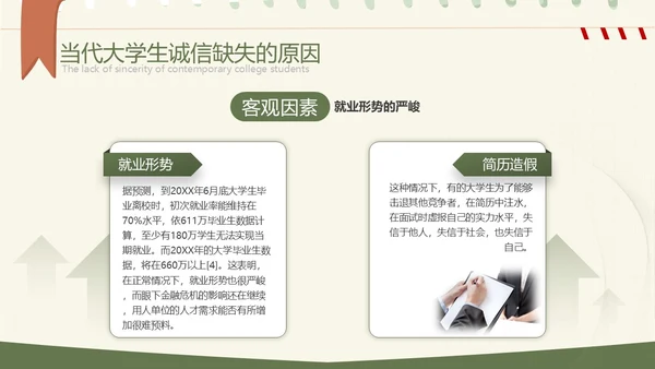 绿色小清新大学生诚信教育PPT模板主题班会
