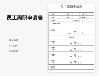 员工离职申请表
