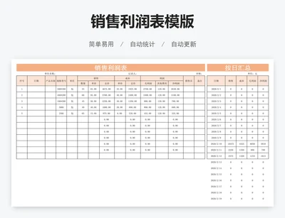 销售利润表模版