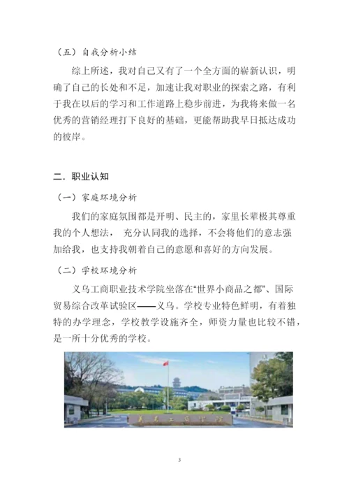 12页3100字市场营销专业职业生涯规划.docx