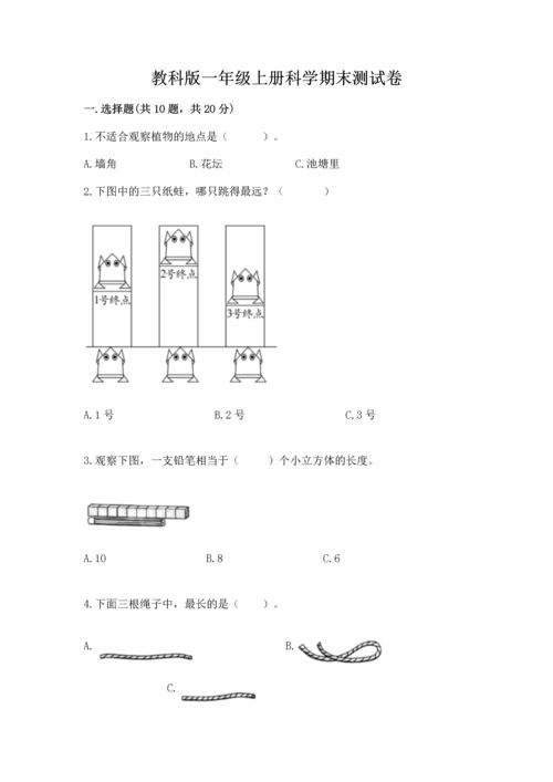 教科版一年级上册科学期末测试卷附答案（巩固）.docx